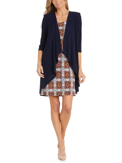 R & M Richards Womens Printed Jacket Two Piece Dress In Multi