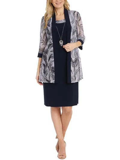 R & M Richards Womens Printed Polyester Open-front Blazer In Multi