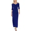 R & M Richards Embellished Cold-shoulder Gown In Blue