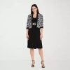 R & M Richards Womens Scroll Jacket Dress In Black