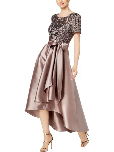 R & M Richards Womens Sequined Hi-low Party Dress In Pink