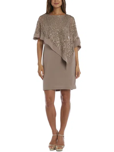 R & M Richards Womens Sequined Lace Special Occasion Dress In Gray