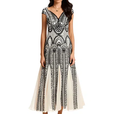 R & M Richards Womens Sequined Polyester Evening Dress