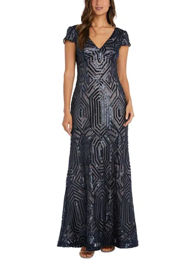 R & M Richards Womens Sequined Polyester Evening Dress In Multi