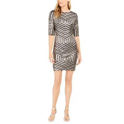 R & M Richards Womens Sequined Short Mini Dress In Black