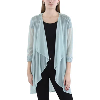 R & M Richards Womens Sheer Lace-trim Jacket In Grey