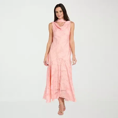 R & M Richards Womens Sleeveless Floral Evening Gown In Pink