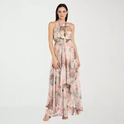 R & M Richards Womens Sleeveless Floral Evening Gown In Pink