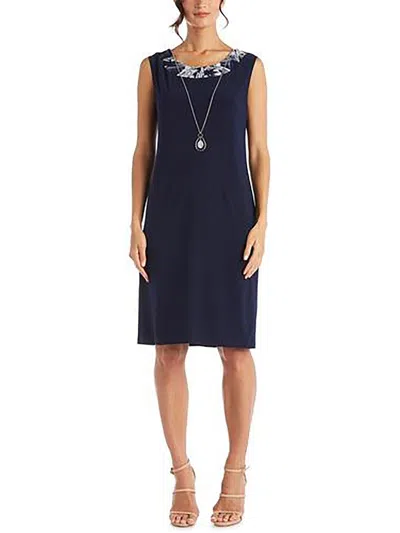 R & M Richards Womens Sleeveless Knee-length Shift Dress In Blue