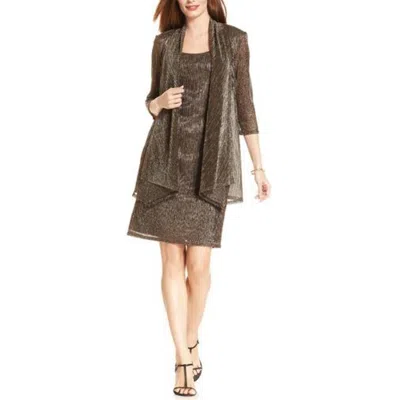 R & M Richards Womens Sleeveless Metallic Cocktail Dress In Multi