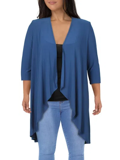 R & M Richards Womens Solid Polyester Duster Blazer In Blue