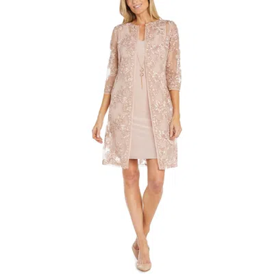 R & M Richards Womens Soutache Jacket Two Piece Dress In Pink