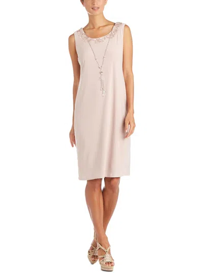R & M Richards Womens Soutache Polyester Sheath Dress In Gold