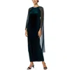 R & M Richards Womens Velvet Full Length Evening Dress In Green