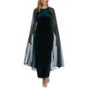 R & M Richards Womens Velvet Full Length Evening Dress In Green