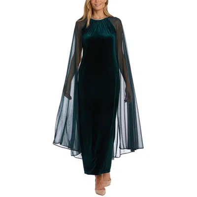 R & M Richards Womens Velvet Full Length Evening Dress In Hunter