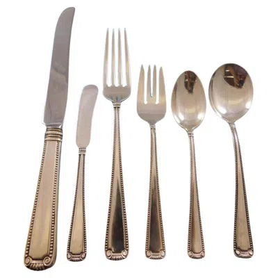 Pre-owned R Blackinton & Co Scroll And Bead Blackinton Sterling Silver Flatware Service 6 Set 46 Pcs Dinner In Brown