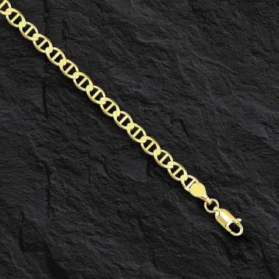 Pre-owned R C I 10kt Solid Yellow Gold Anchor Mariner Link Chain/necklace 3.2 Mm 22" 4 Grams In No Stone
