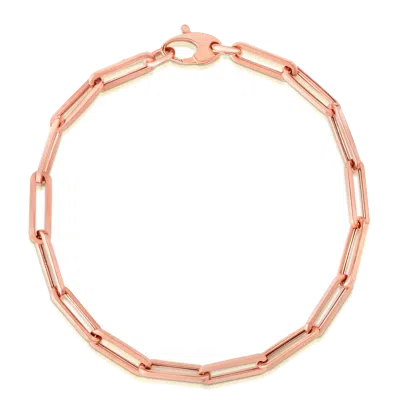 Pre-owned R C I 14kt Rose Gold Lite Paperclip Link Chain Bracelet 7.5 Inch 2.5 Grams 4.2mm In No Stone
