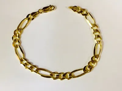 Pre-owned R C I 14k Solid Yellow Gold Figaro Curb Link Chain/bracelet 7" 6mm 7.6 Grams In Yellow Gold, 14k