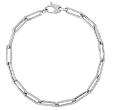 Pre-owned R C I 14kt White Gold Paperclip Link Chain Bracelet 7.5 Inch 2.5 Grams 4.2mm In No Stone