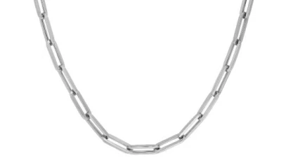 Pre-owned R C I 14kt White Gold Paperclip Link Chain Bracelet 7.5 Inch 4.2 Grams 6.1mm In No Stone