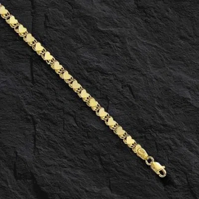 Pre-owned R C I 14k Yellow Gold 18" Mirror Heart Link Chain Necklace 3.3mm 8 Grams In No Stone