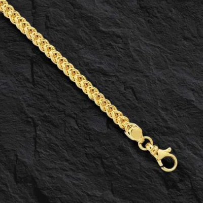 Pre-owned R C I 14k Yellow Gold 24" Mens Square Franco Link 4.4 Mm 18 Gr Pendant Chain Necklace