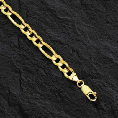 Pre-owned R C I 14k Yellow Gold 8.5" Mens Lite Figaro Curb Link Chain/bracelet 5.5mm 3 Grams In No Stone
