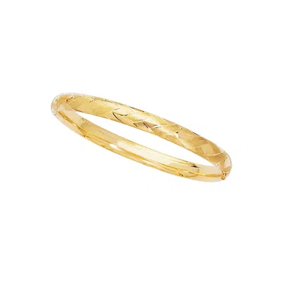 Pre-owned R C I 14k Yellow Gold Domed Checker Etched Hinged Bangle Bracelet 7" 6mm 7 Grams In No Stone