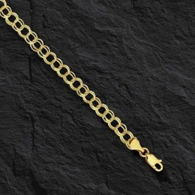 Pre-owned R C I 14k Yellow Gold Double Circle Link Charm Bracelet 1.6gr 7.25 Inch In No Stone