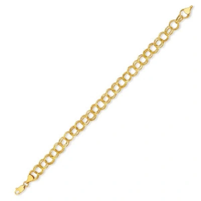 Pre-owned R C I 10k Yellow Gold Double Circle Link Charm Bracelet 2.6gr 7.25 Inch 6 Mm In No Stone