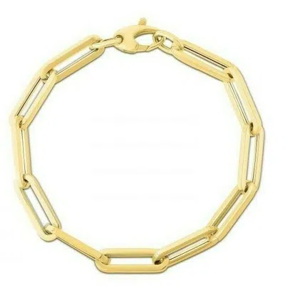 Pre-owned R C I 14kt Yellow Gold Lite Paperclip Link Mens Chain Bracelet 8 Inch 8 Grams 9.8.mm In No Stone