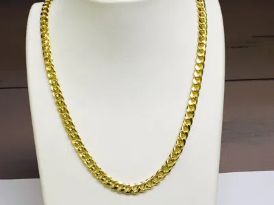 Pre-owned R C I 14k Yellow Gold Mens Miami Cuban Curb Link 24" 5mm 21 Grams Chain Necklace In No Stone