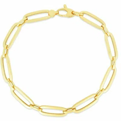 Pre-owned R C I 14kt Yellow Gold Rounded Paperclip Link Chain Bracelet 7.25 Inch 3.8grams 5.5mm In No Stone