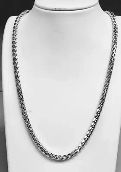 Pre-owned R C I 925 Sterling Silver Basket Rope Round Wheat Link Chain Necklace 22" 19grams In No Stone