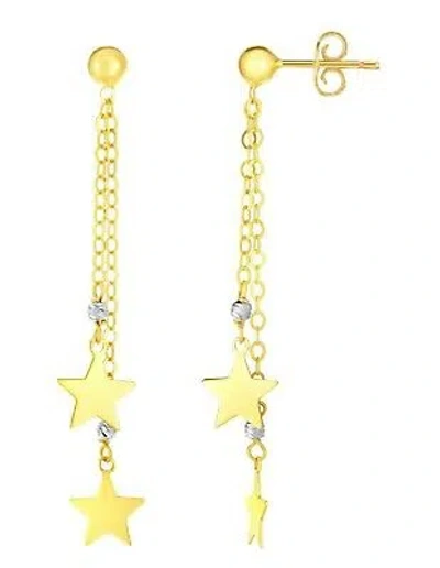 Pre-owned R C I Fashion 14kt Yellow Gold Shiny Fancy "star" Drop Earring With Push Back Clasp In No Stone