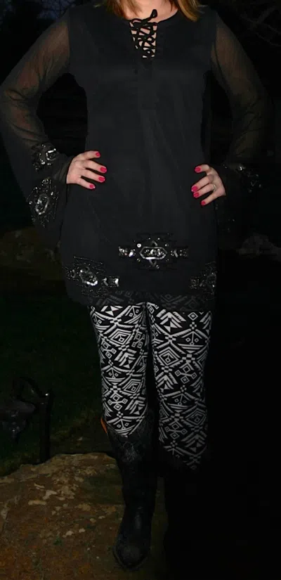 R Cinco Ranch Aztec Print Leggings In Black & White
