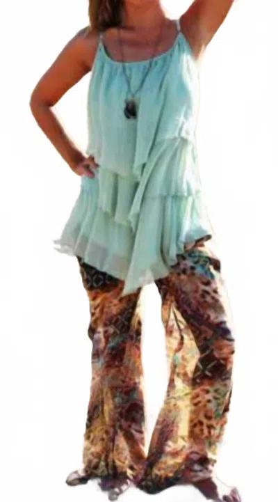 R Cinco Ranch Ruffle Flowing Tank Top In Mint In Green