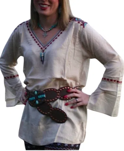 R Cinco Ranch Run To Me Tunic Top In Cream Multi In Gray