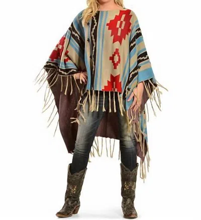 R Cinco Ranch Sunterra Poncho In Multi In Gray