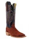 R Watson Boots Men's Cognac Sueded Nile Crocodile Exotic Boots In Cognac/black In Multi
