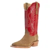 R Watson Boots Men's Leather Sole Cowboy Boots In Sand/red In Brown