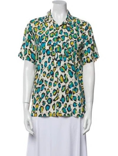 Pre-owned R13 2020 Printed Button-up Top In Neutral