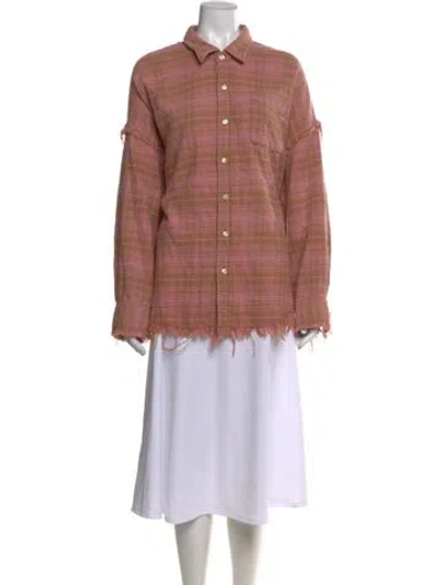 Pre-owned R13 2023 Plaid Print Button-up Top In Pink