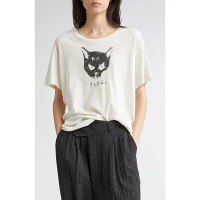 R13 9 Lives Cotton & Cashmere Graphic T-shirt In White
