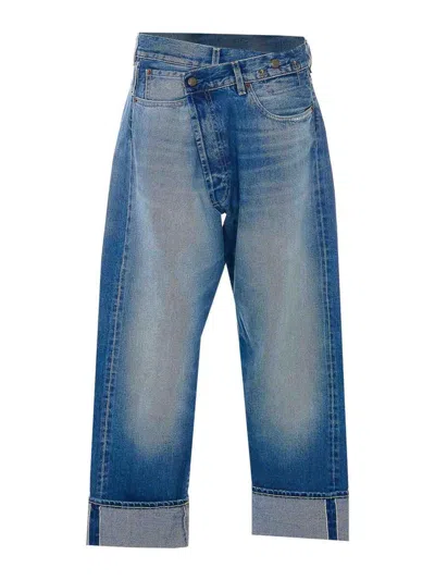 R13 Abyss Selve Cuffed Cossover Jeans In Blue