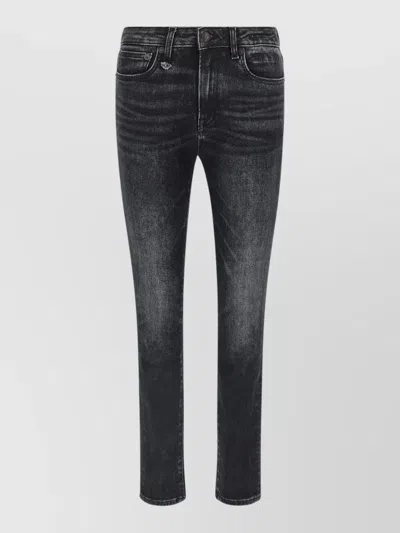 R13 Alison Jeans Belt Loops Faded Effect In Black
