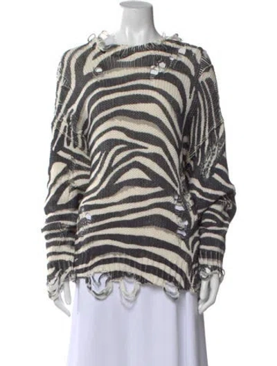 Pre-owned R13 Animal Print Bateau Neckline Sweater In Blue