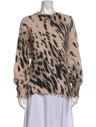 Pre-owned R13 Animal Print Bateau Neckline Sweater In Brown